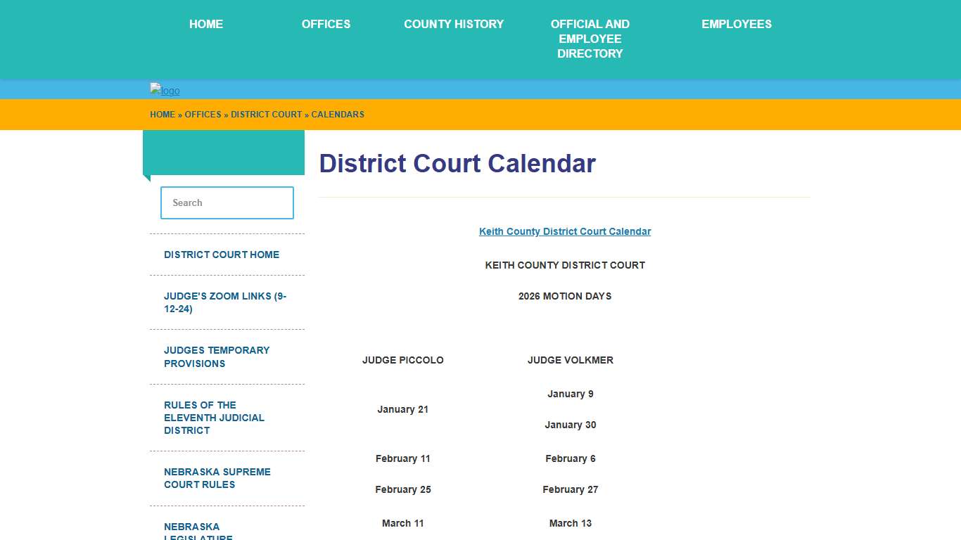 District Court Calendar